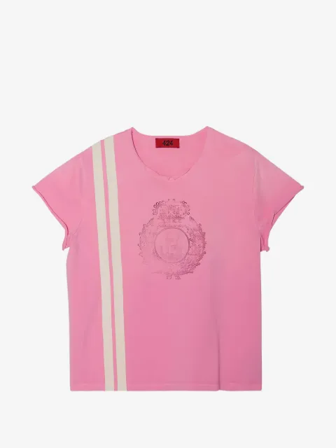424 crest-print side-stripe T-shirt