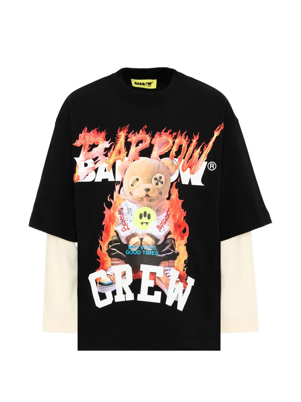Barrow kids graphic-print layered T-shirt - Nero
