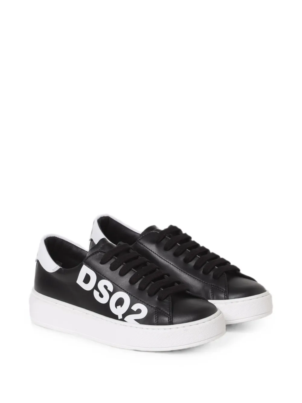 DSQUARED2 KIDS Sneakers in pelle con logo - Nero