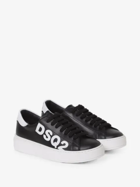 DSQUARED2 KIDS logo-print leather sneakers