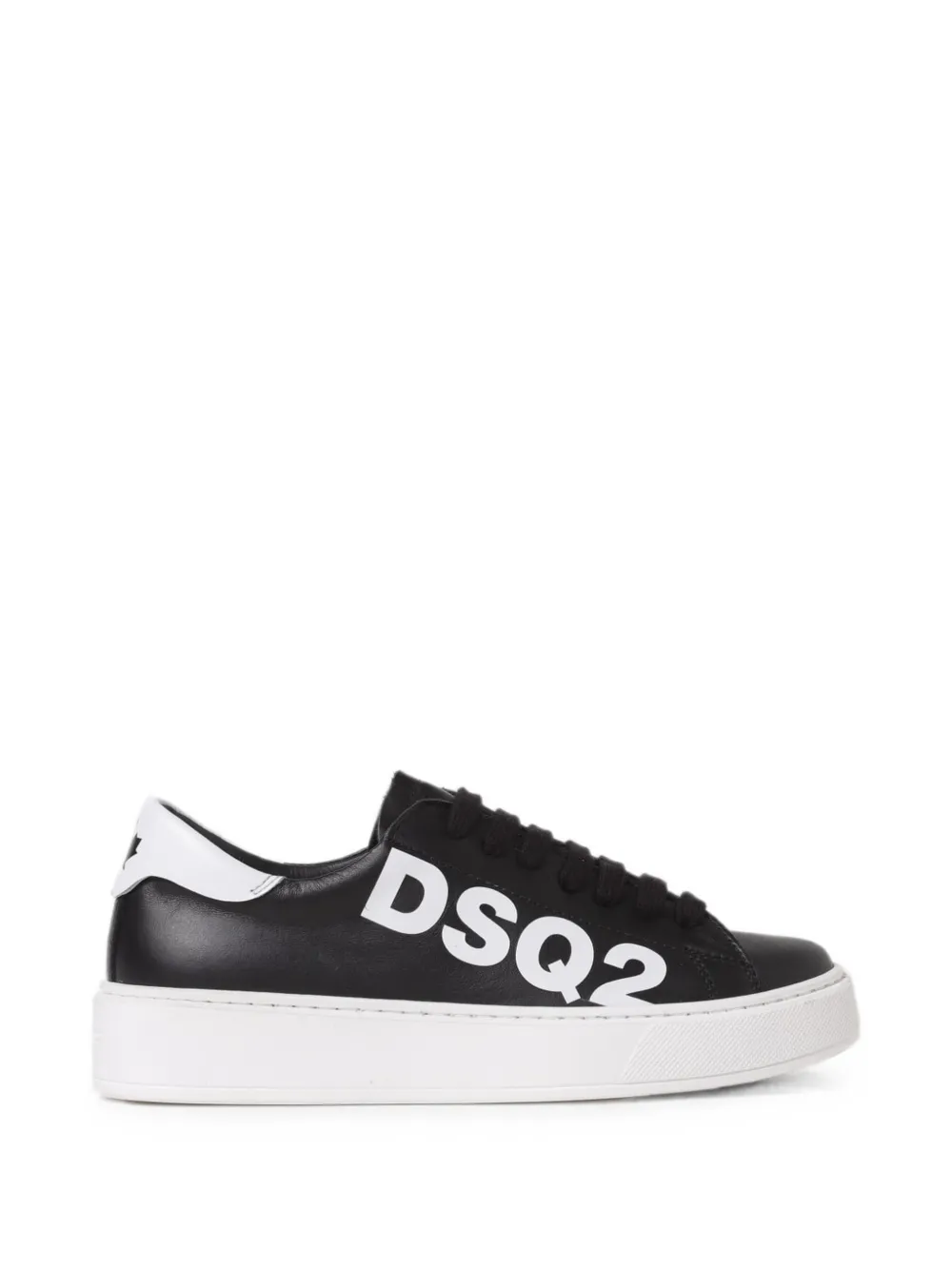 DSQUARED2 KIDS logo-print leather sneakers Zwart