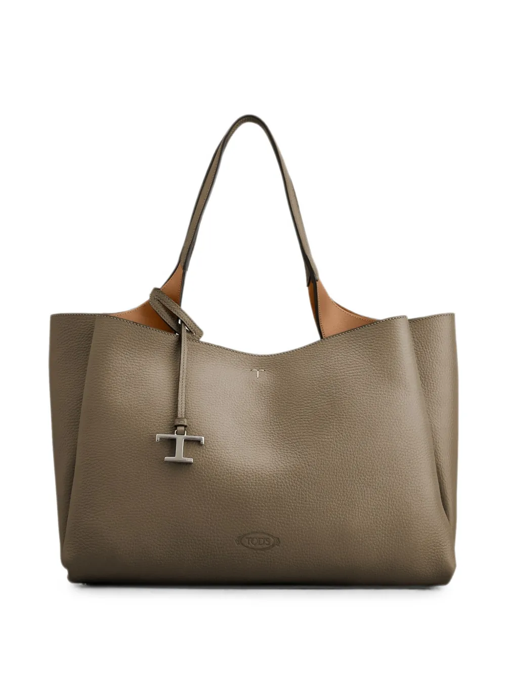 Tod's T Timeless pebbled leather tote bag - Grey