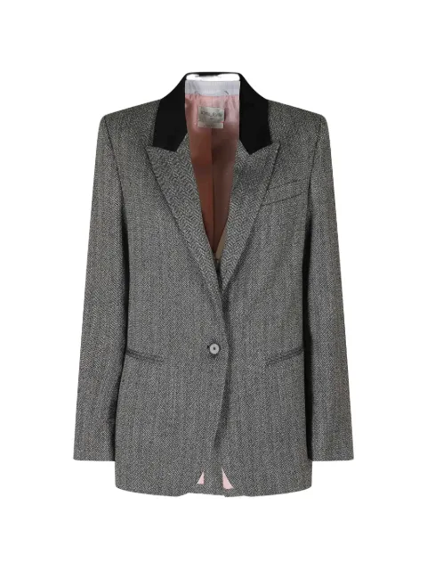 Forte Forte herringbone-pattern velvet-collar jacket