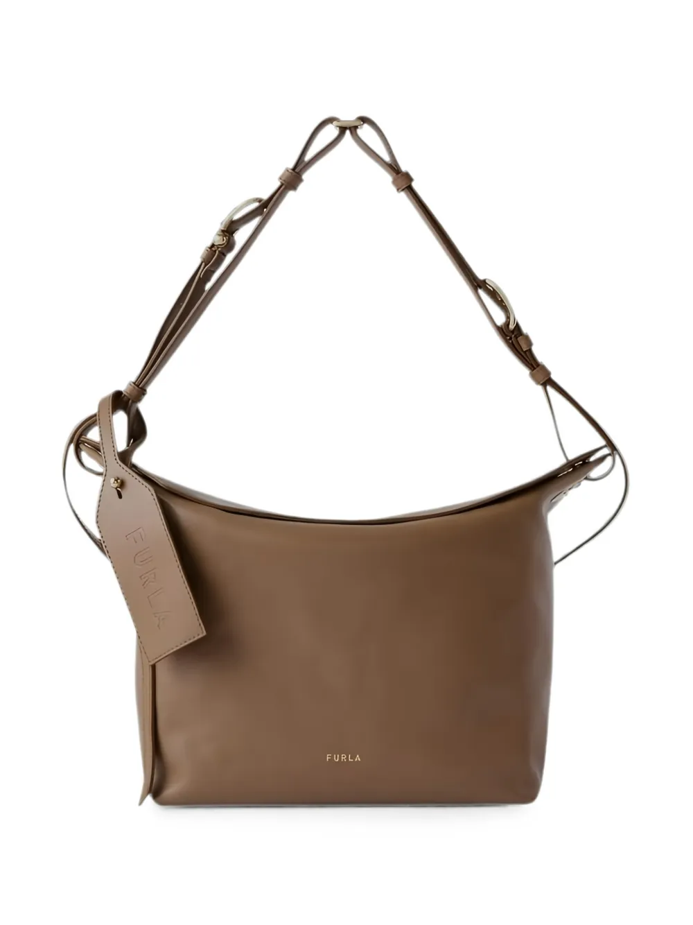 Furla logo-stamp luggage-tag tote bag - Brown