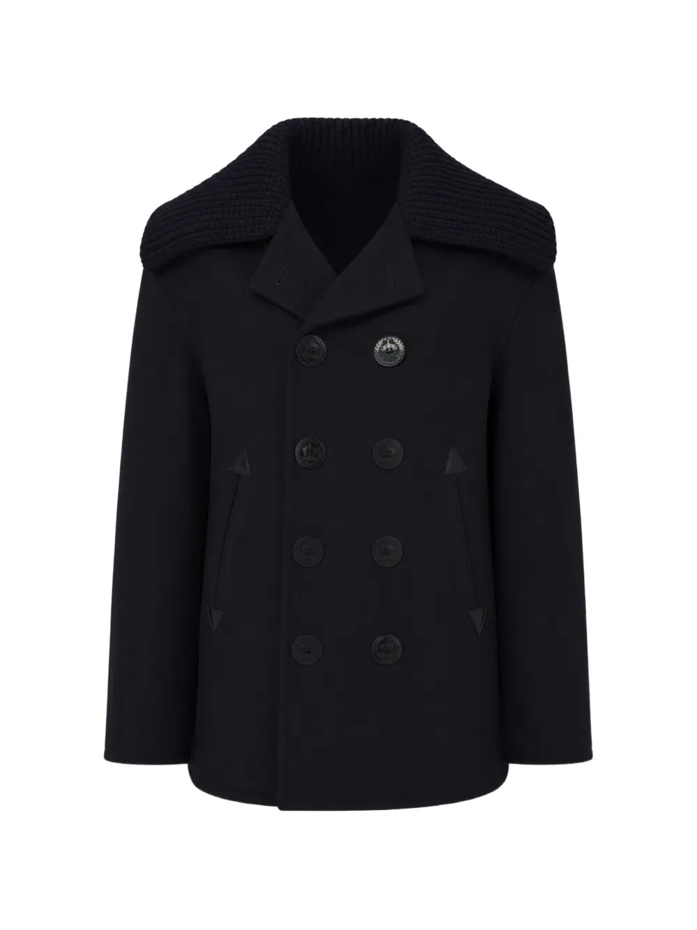 DSQUARED2 ribbed-knit collar double-breasted coat - Blue