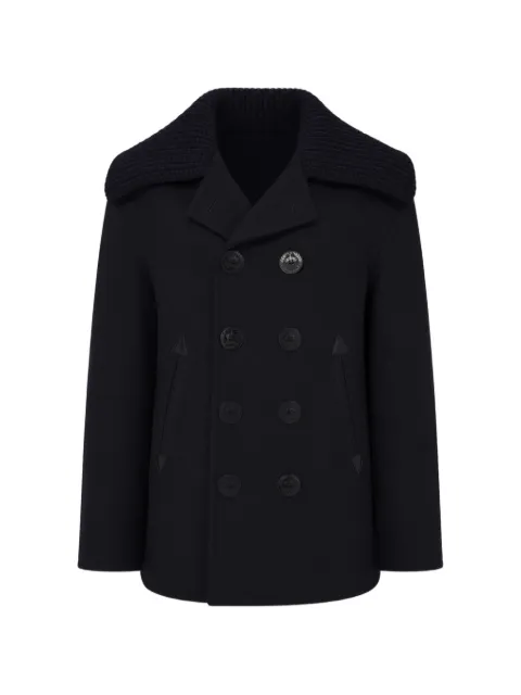 DSQUARED2 ribbed-knit collar double-breasted coat