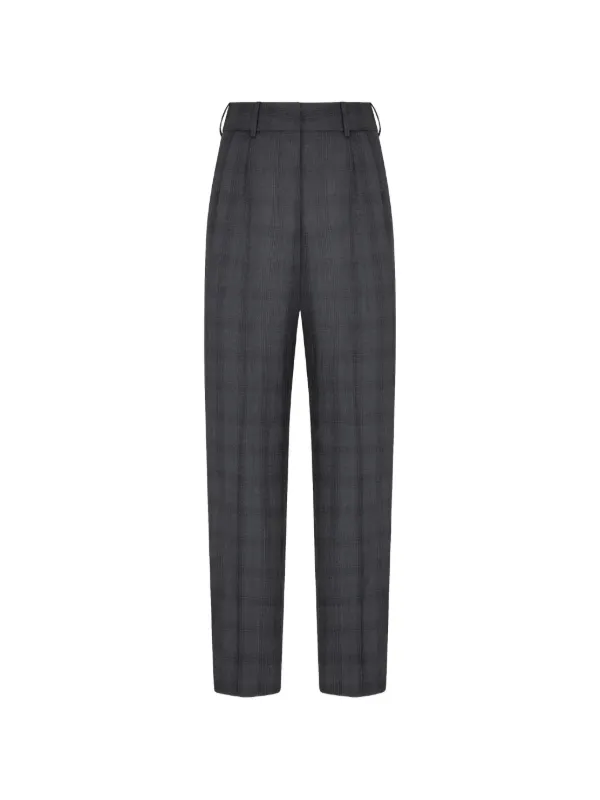BLAZÉ Milano Bravado Checked Wool Trousers in Grey