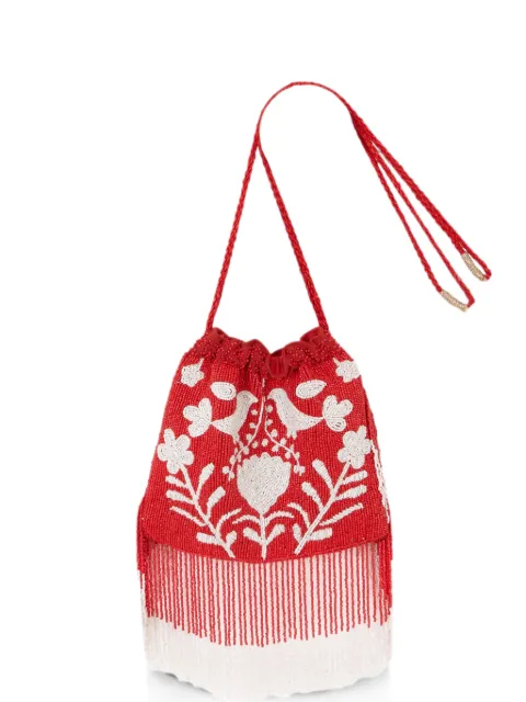 Antik Batik bead-embellished fringed shoulder bag