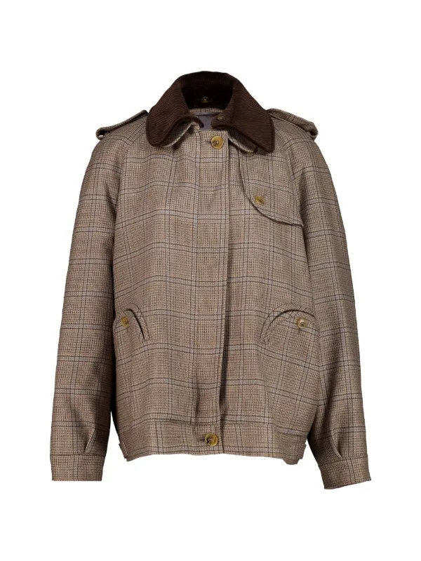 BLAZÉ Milano Saona Chausie Check-pattern Jacket in Neutrals
