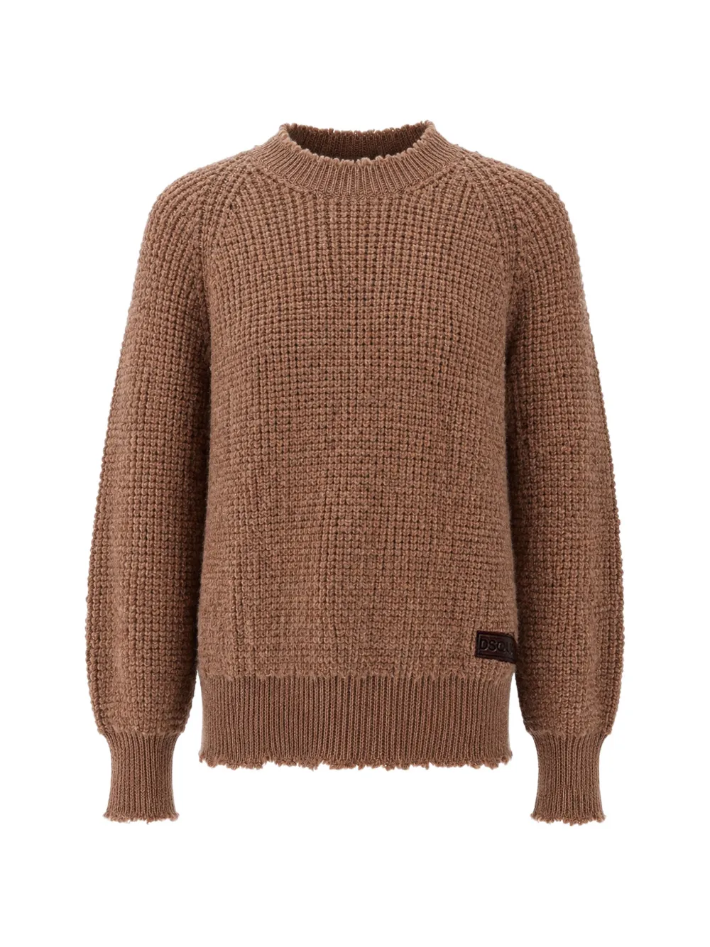 Dsquared2 Waffle-knit Distressed-effect Sweater In Brown