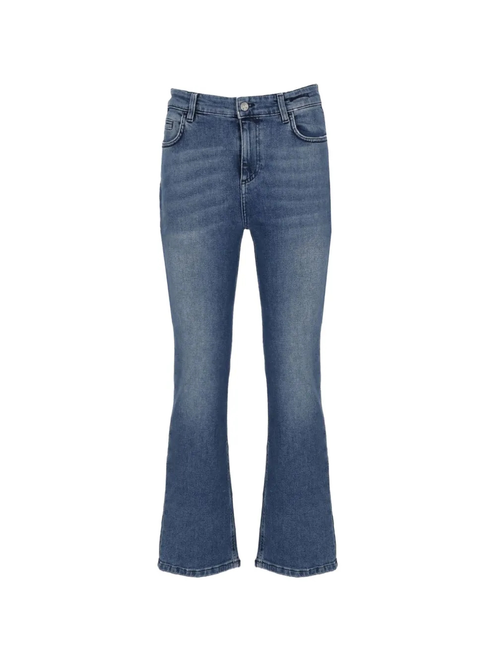 Marella logo-patch faded jeans - Blu