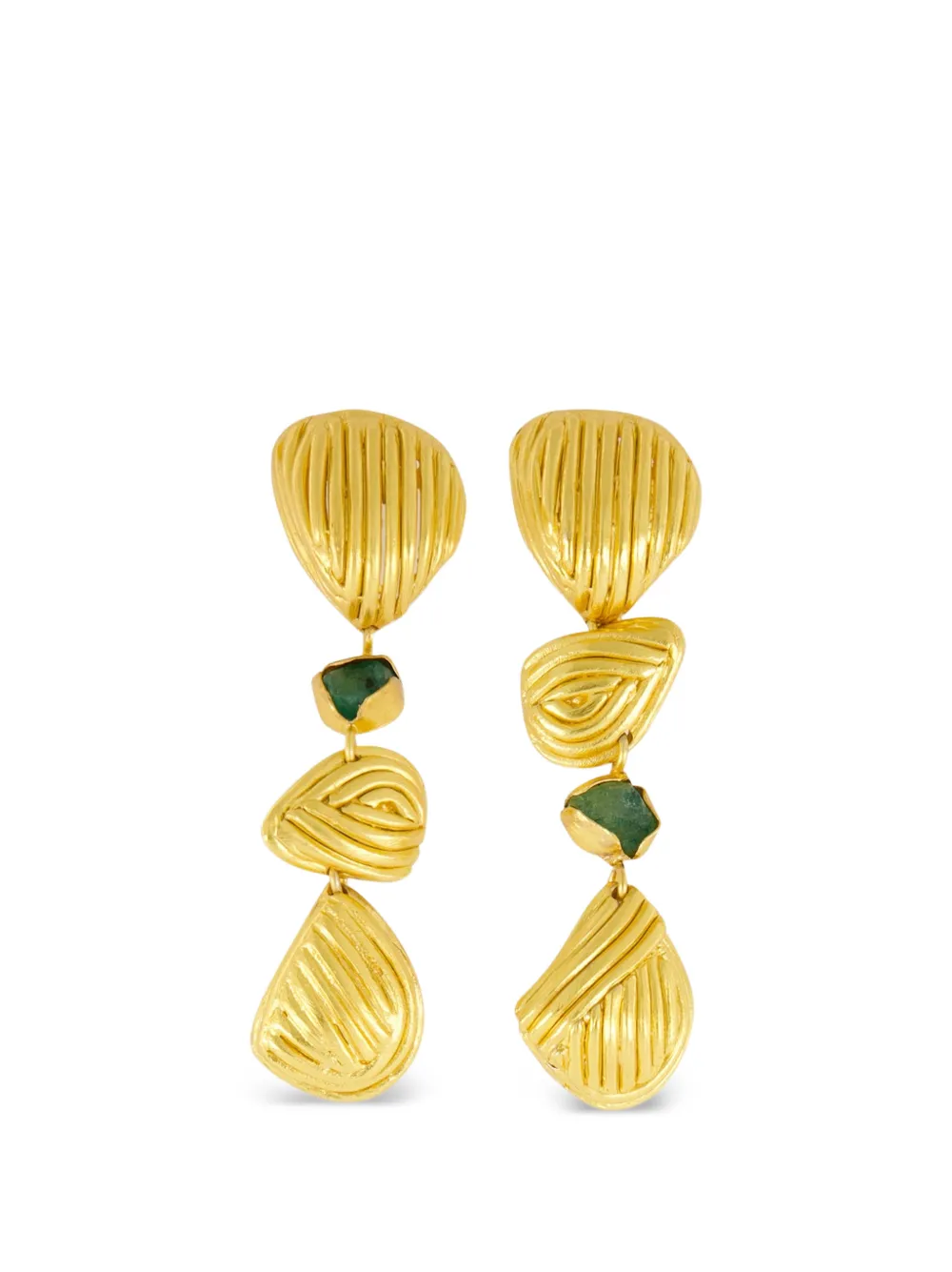 FENOMENA emerald shell earrings - Gold