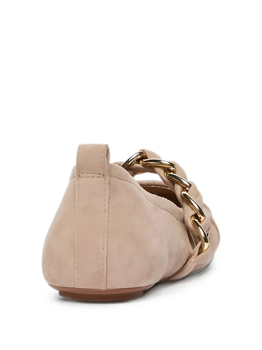 Manila Grace chain-link suede ballet flats Beige