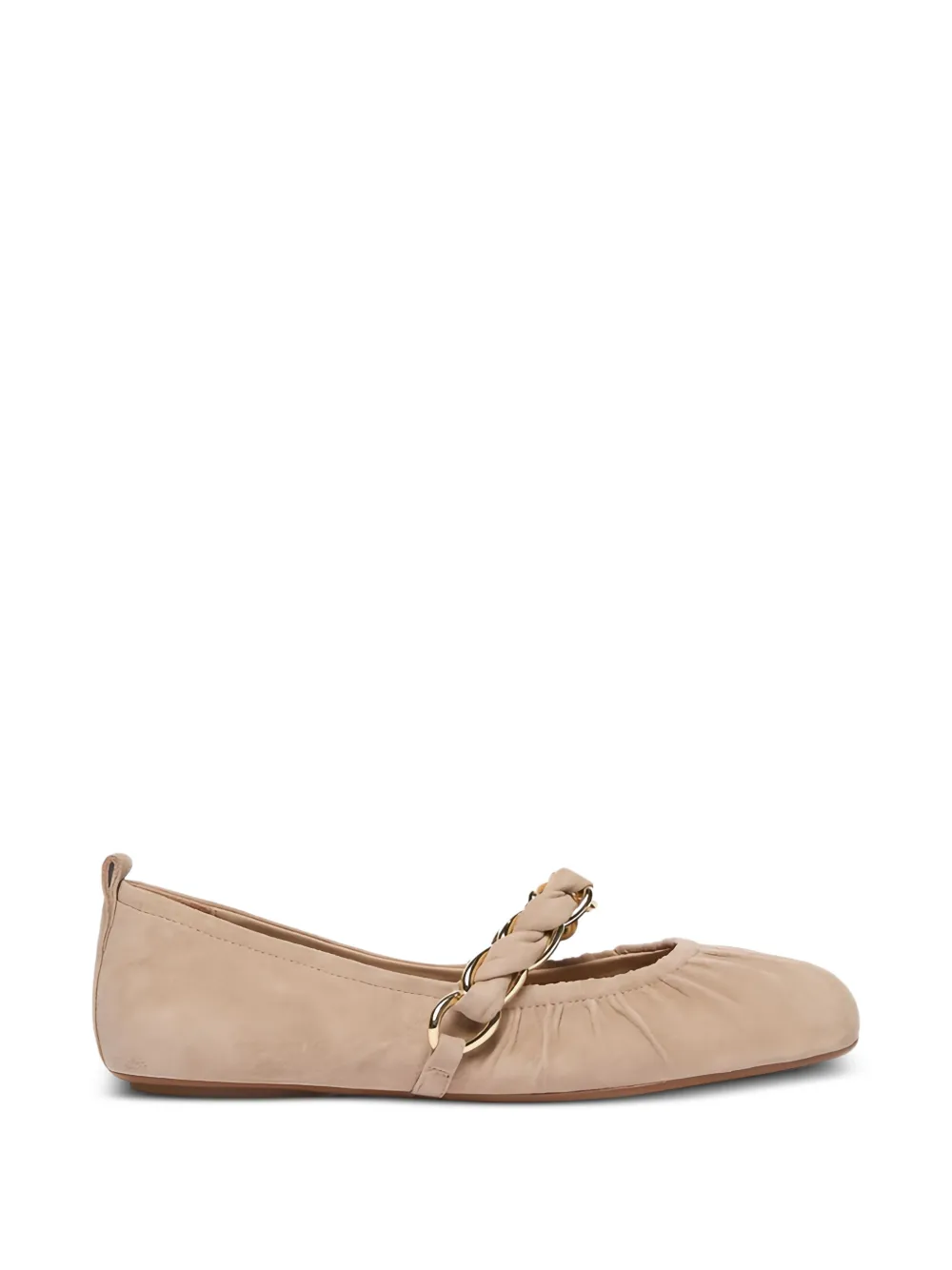Manila Grace chain-link suede ballet flats Beige