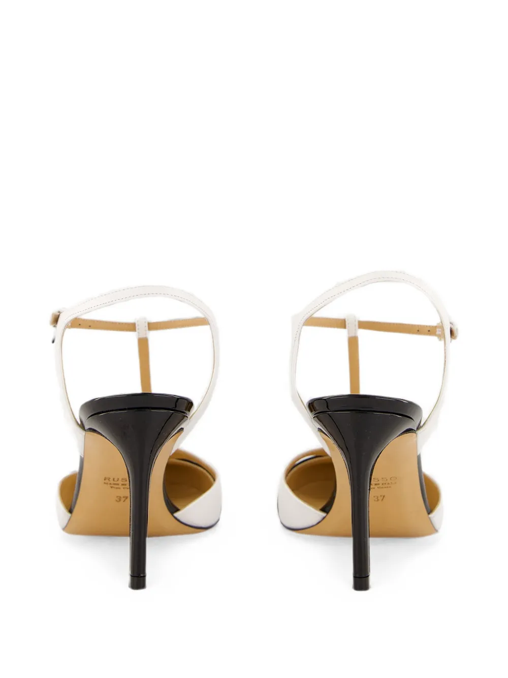 Francesco Russo T-bar patent-finish pumps Wit