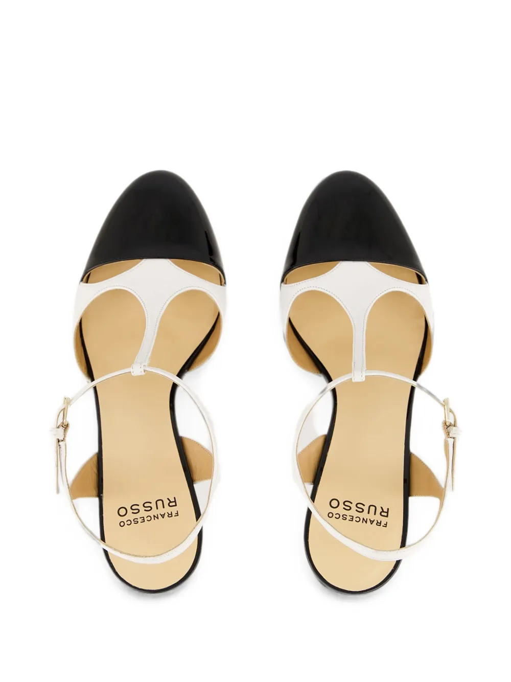 Francesco Russo T-bar patent-finish pumps Wit