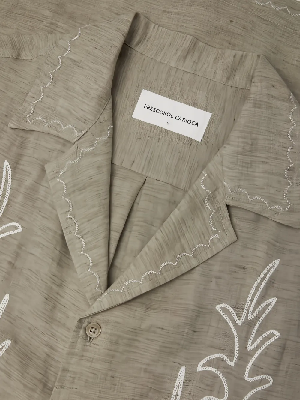 Frescobol Carioca Alves overhemd met geborduurde palm Beige