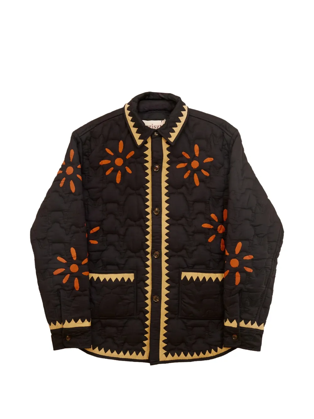 Baziszt Nour Quilted Floral-appliqué Jacket In Multi
