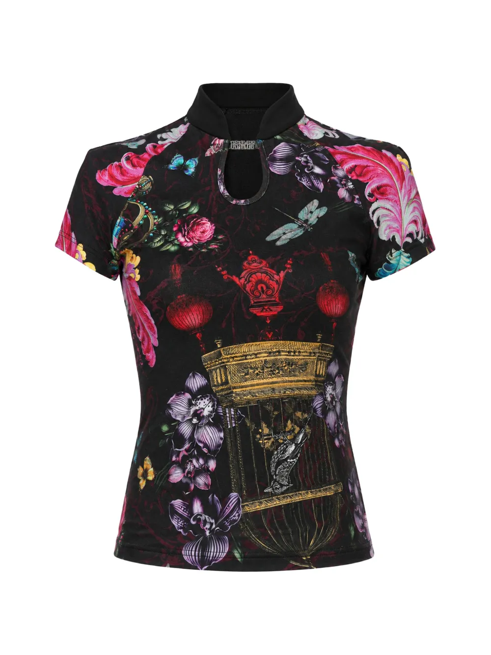 Versace Jeans Couture Qipao Plachet C T-shirt Zwart
