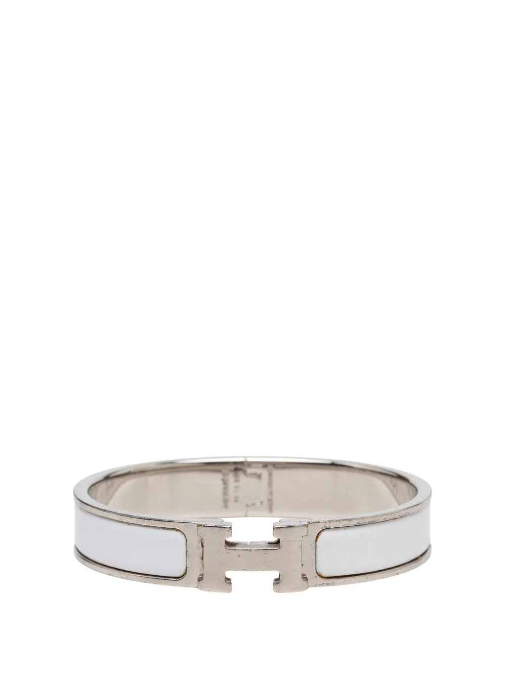 Pre-owned Hermes 1990-2010 Narrow Enamel Clic Clac H Bracelet Pm Costume Bracelet In Neutrals