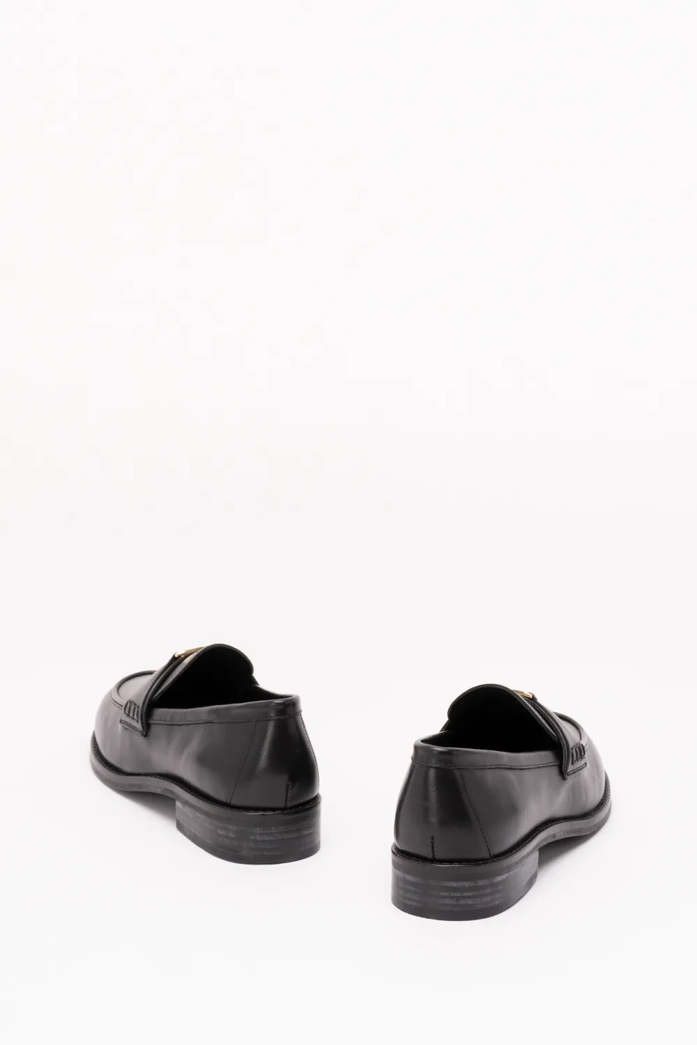 TWINSET leather loafers with logo Zwart