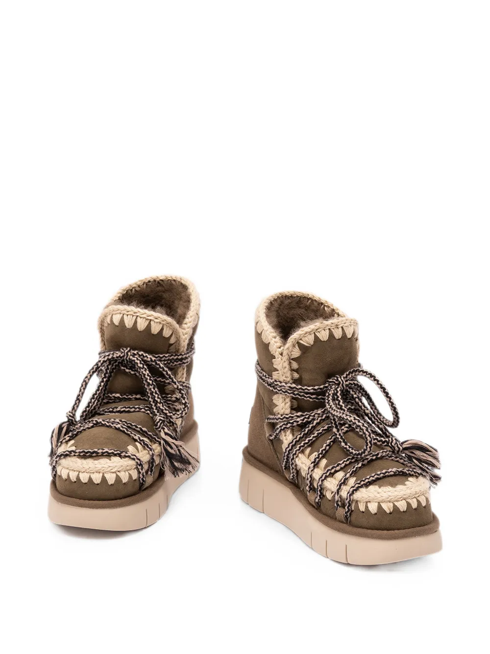 Mou crochet-trim lace-up ankle boots Bruin