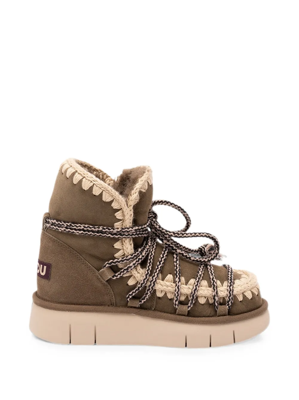 Mou crochet-trim lace-up ankle boots Bruin