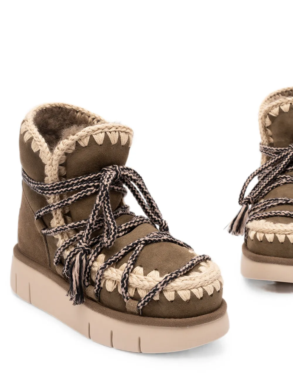 Mou crochet-trim lace-up ankle boots Bruin