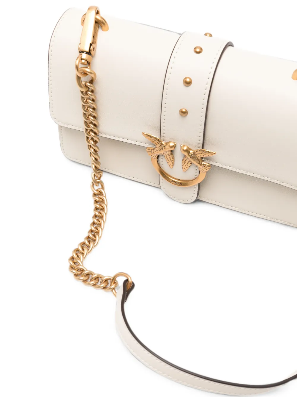 PINKO Love One leren crossbodytas Beige