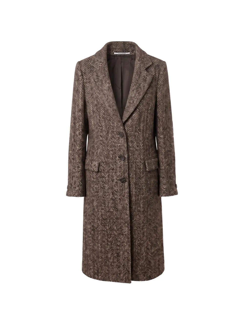 Tagliatore herringbone-pattern wool coat - Brown
