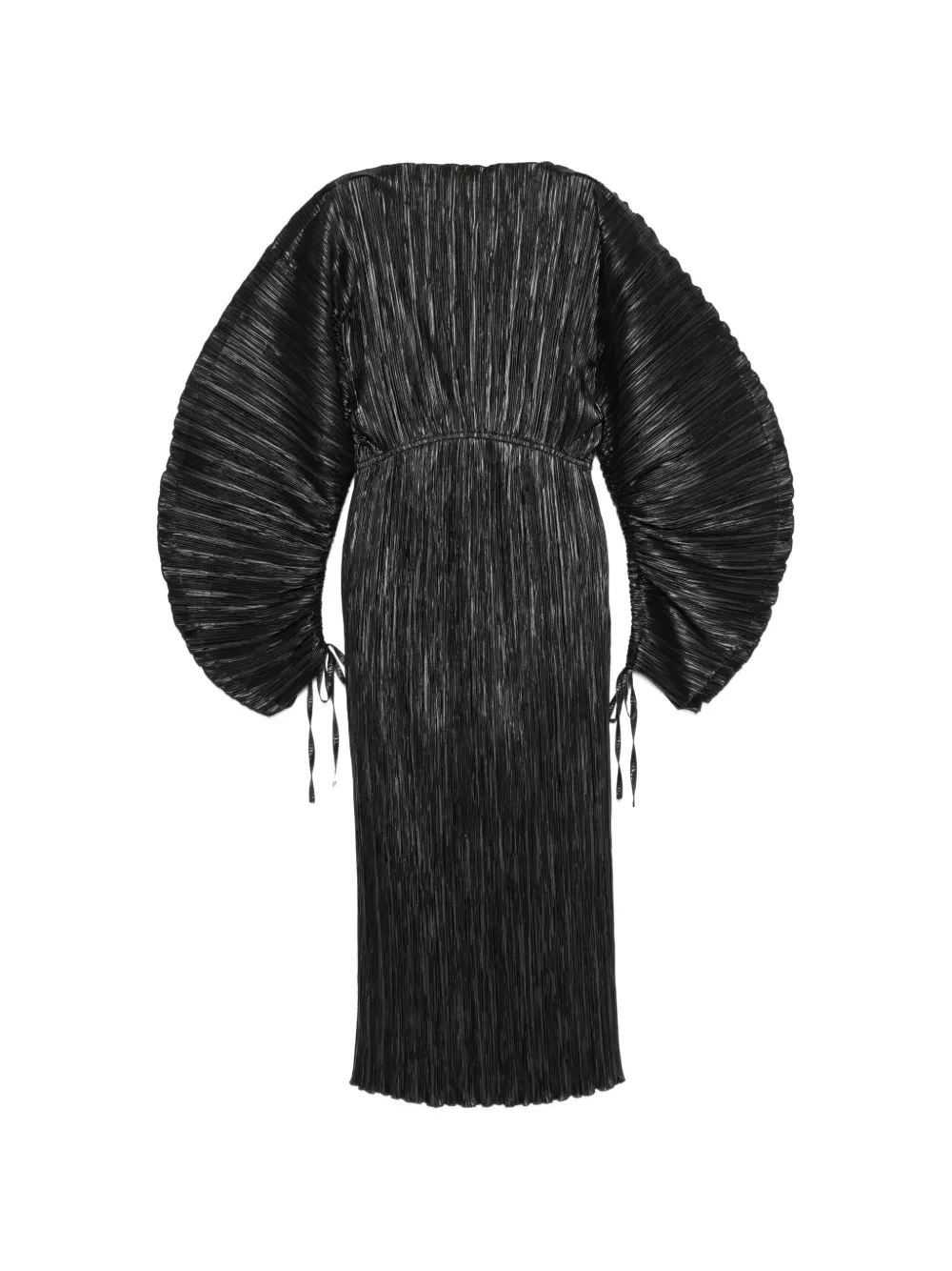 Cult Gaia Freda plissé-effect balloon-sleeve midi dress - Schwarz