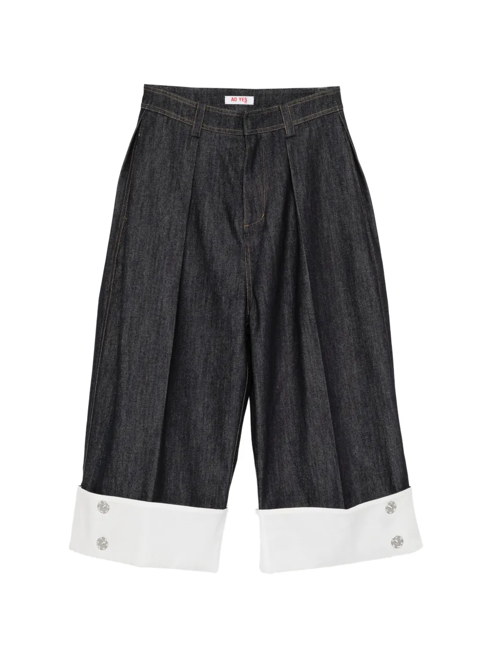 AO YES pleated turn-up jeans - Blu