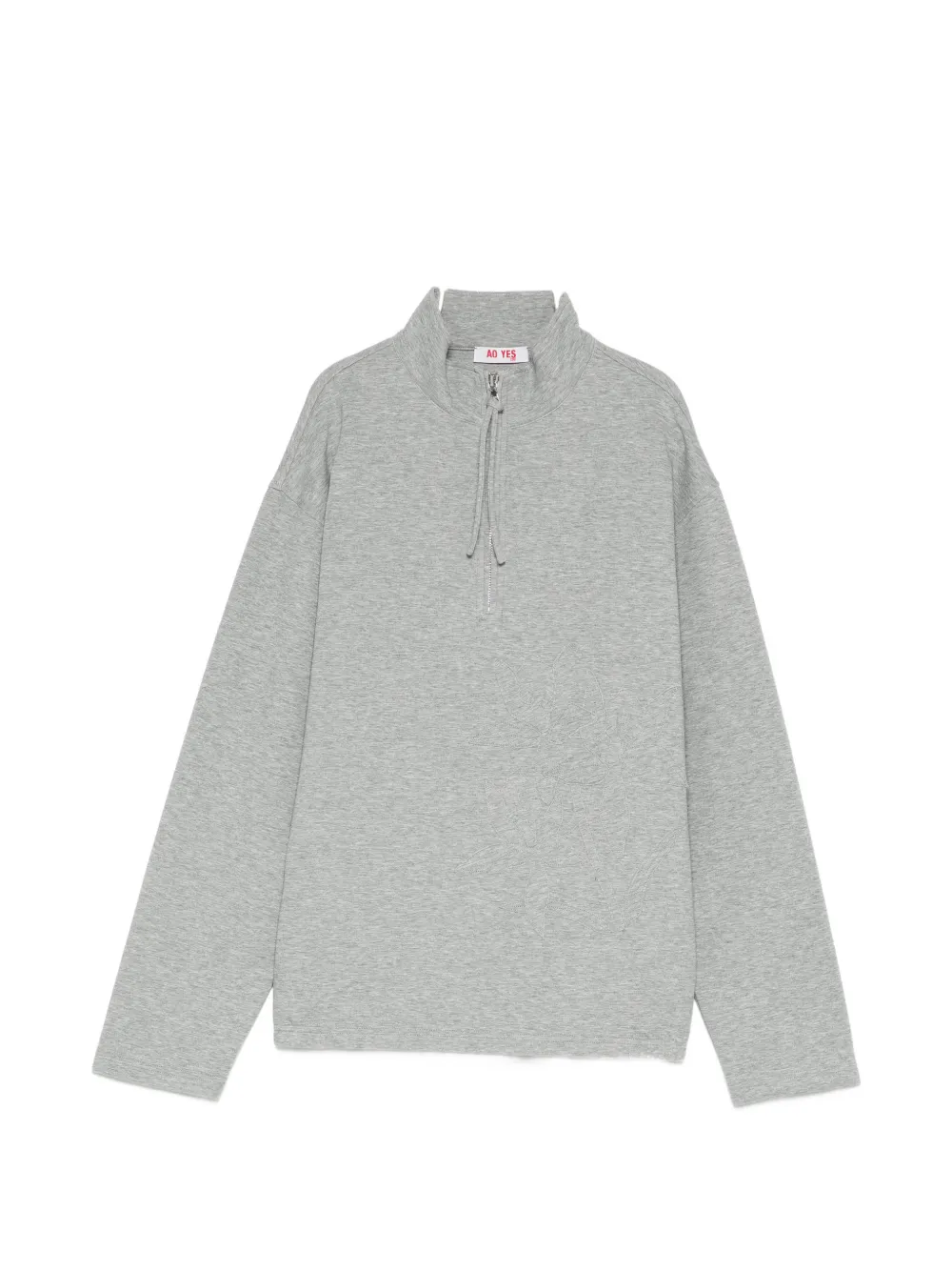 AO YES quarter-zip embroidered sweater - Grigio