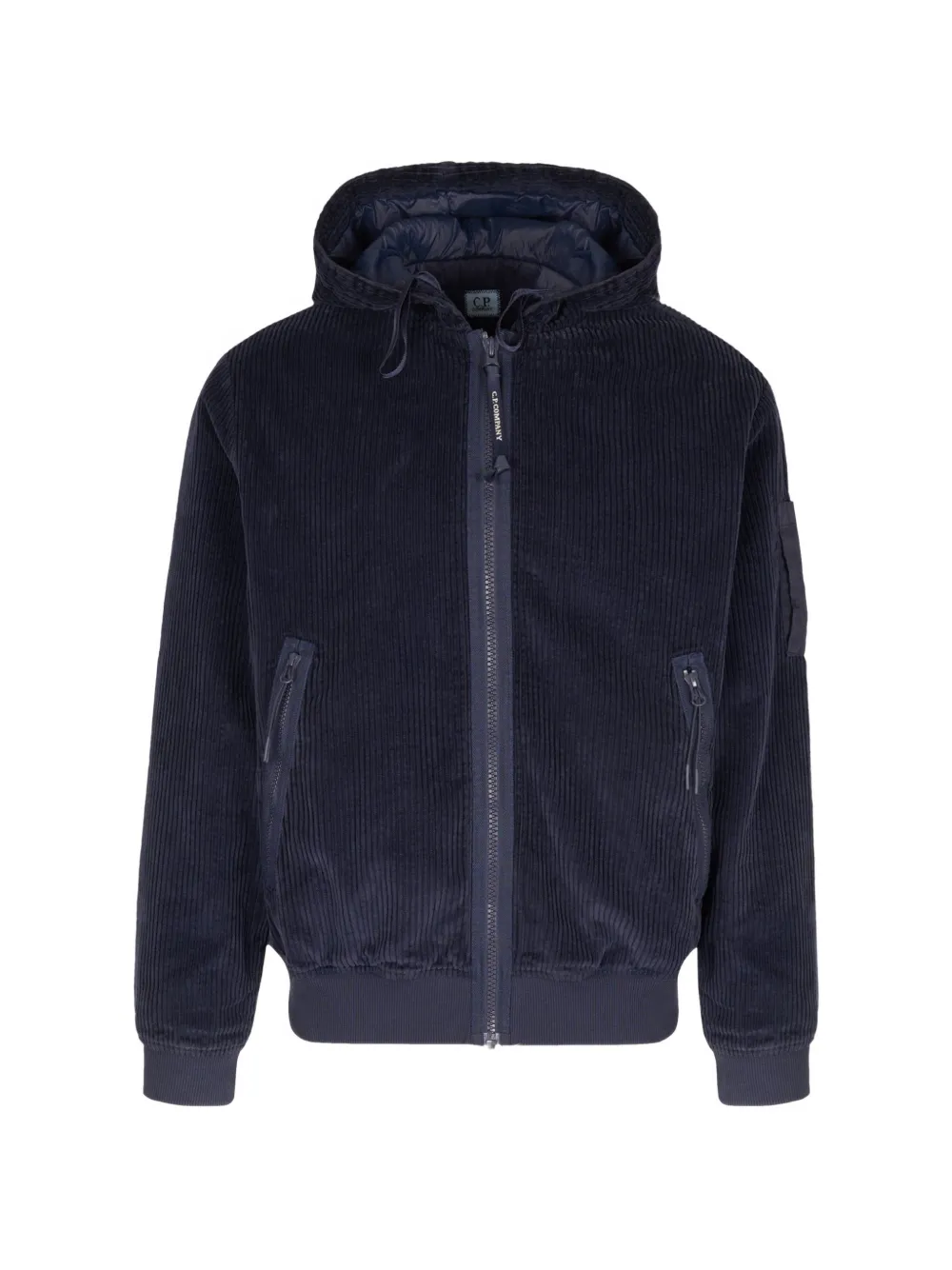 C.P. Company 350 corduroy hooded lens padded sweatshirt - Blue