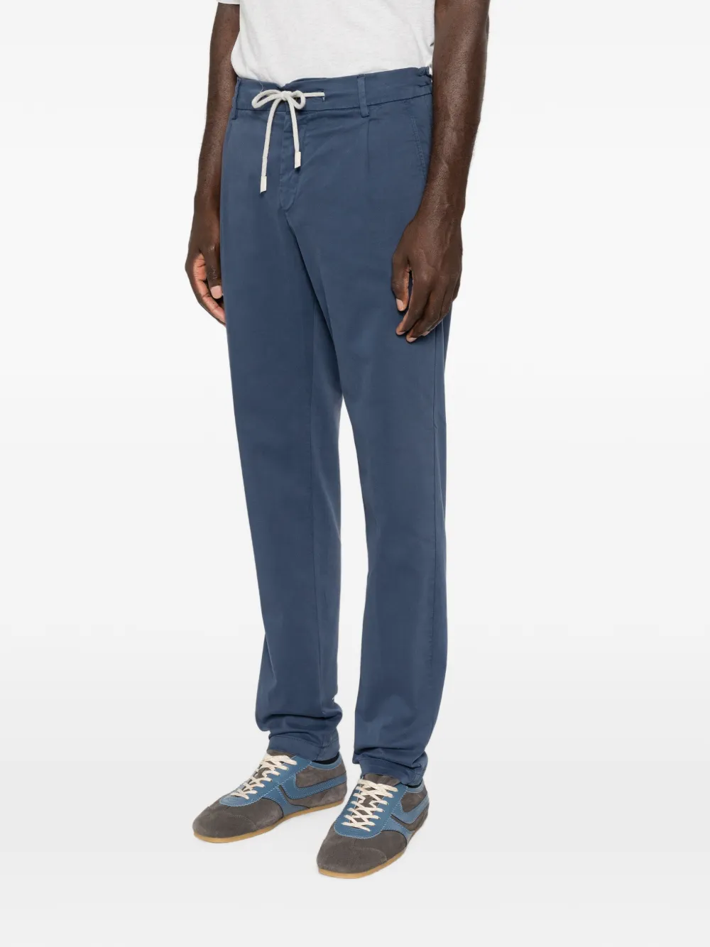 Eleventy Straight broek met trekkoordtaille Blauw