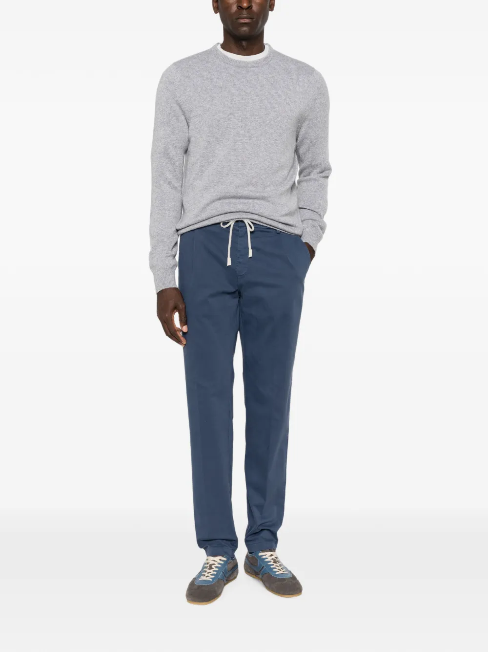 Eleventy Straight broek met trekkoordtaille Blauw