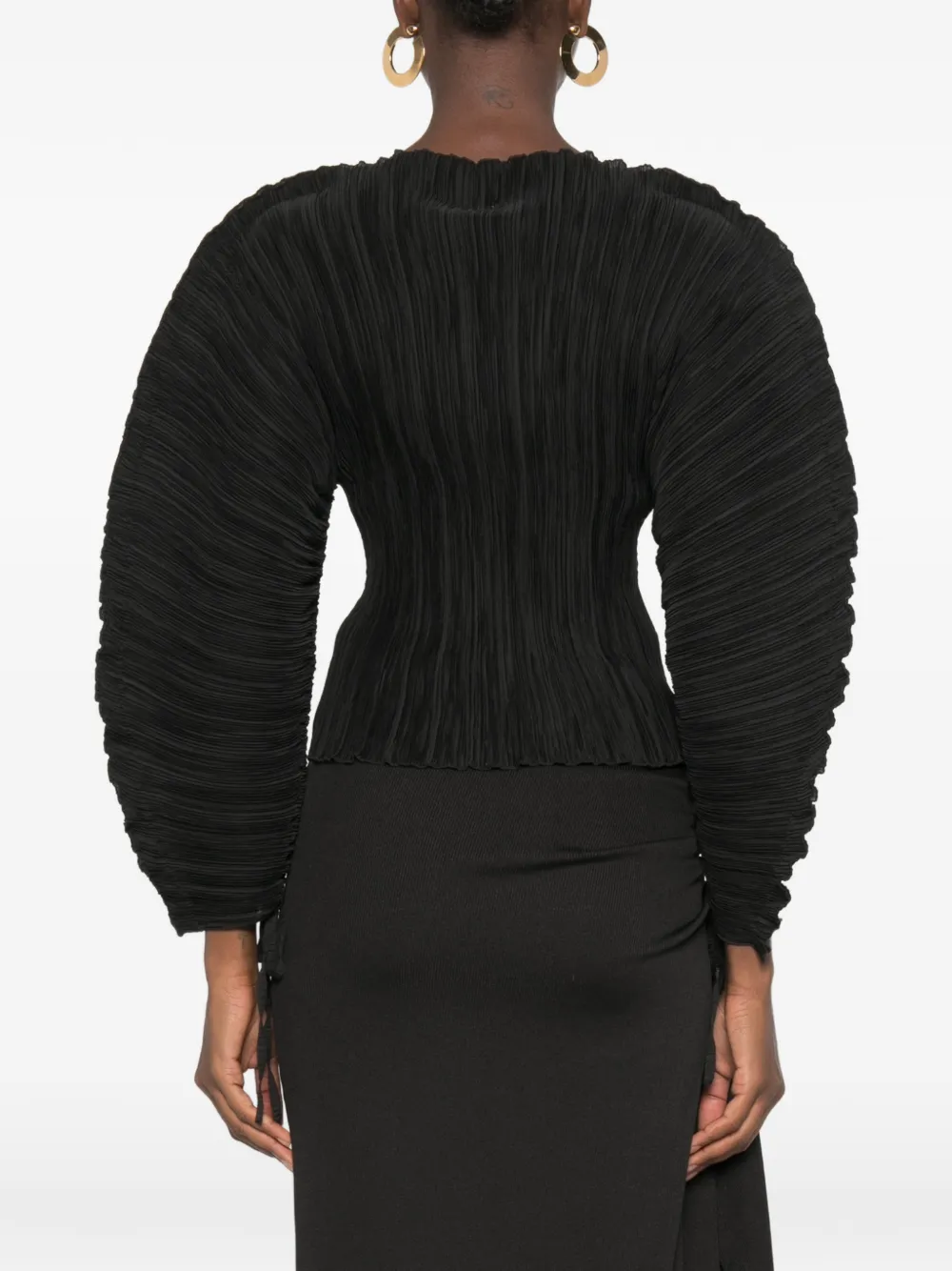 Cult Gaia Bega top met ballonmouwen en plissé-effect Zwart