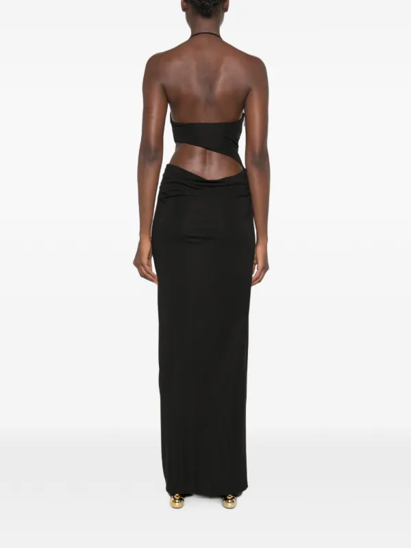 plunging crochet dress Striped Plunge Neck Maxi Lace Style:Figure Eight Make a memorable entrance formal trousers V. Chapman Lucetta Corset