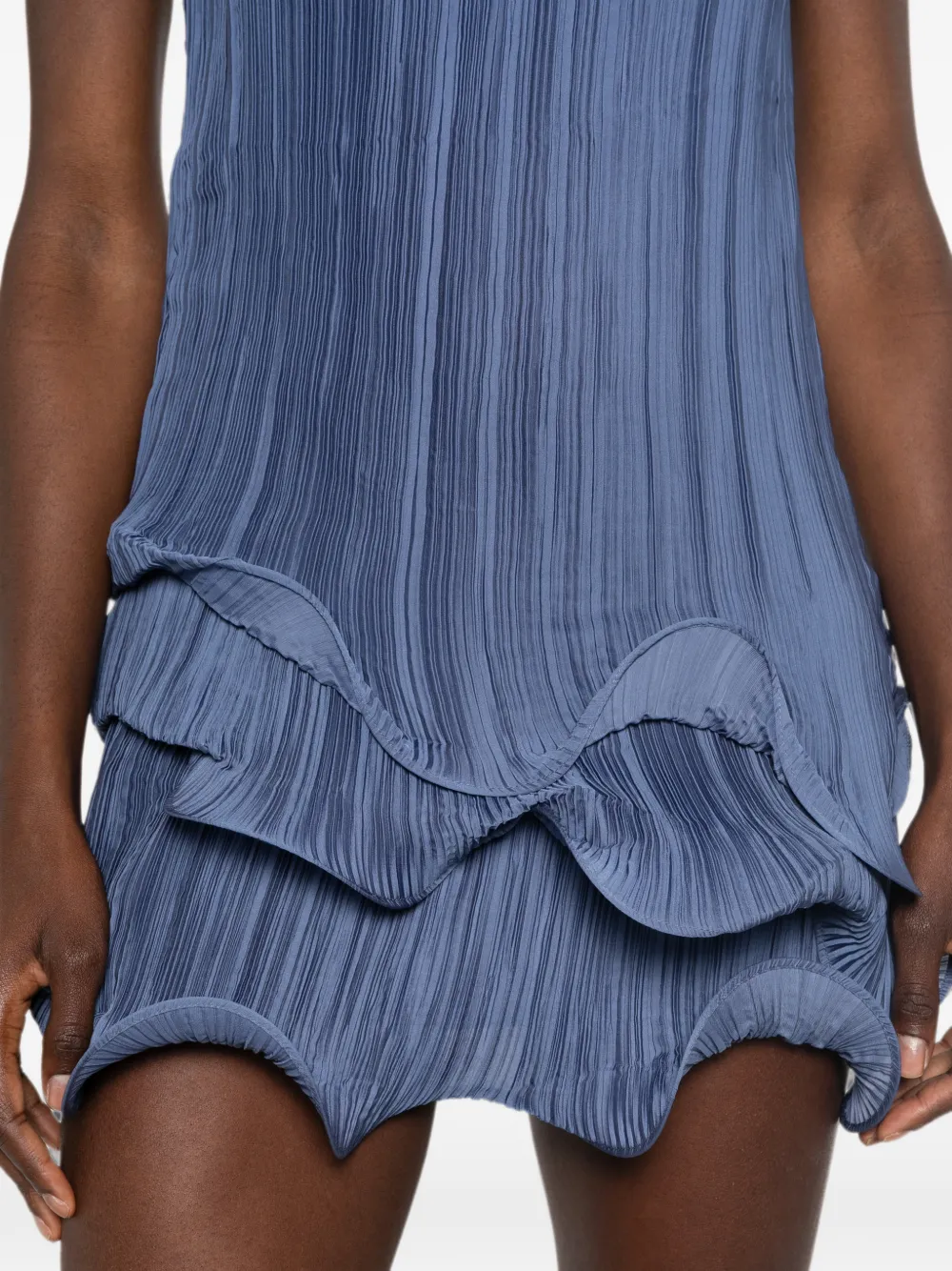 Cult Gaia Marsa plissé-effect ruffled mini dress Blauw