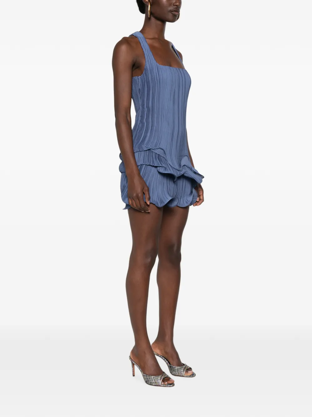 Cult Gaia Marsa plissé-effect ruffled mini dress Blauw