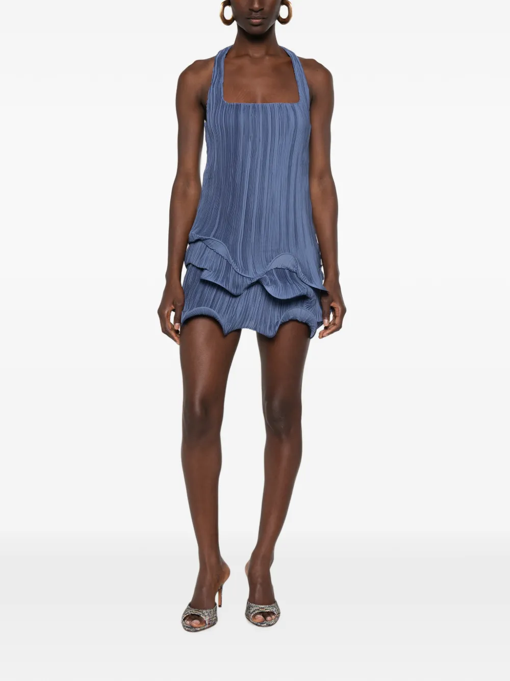 Cult Gaia Marsa plissé-effect ruffled mini dress Blauw