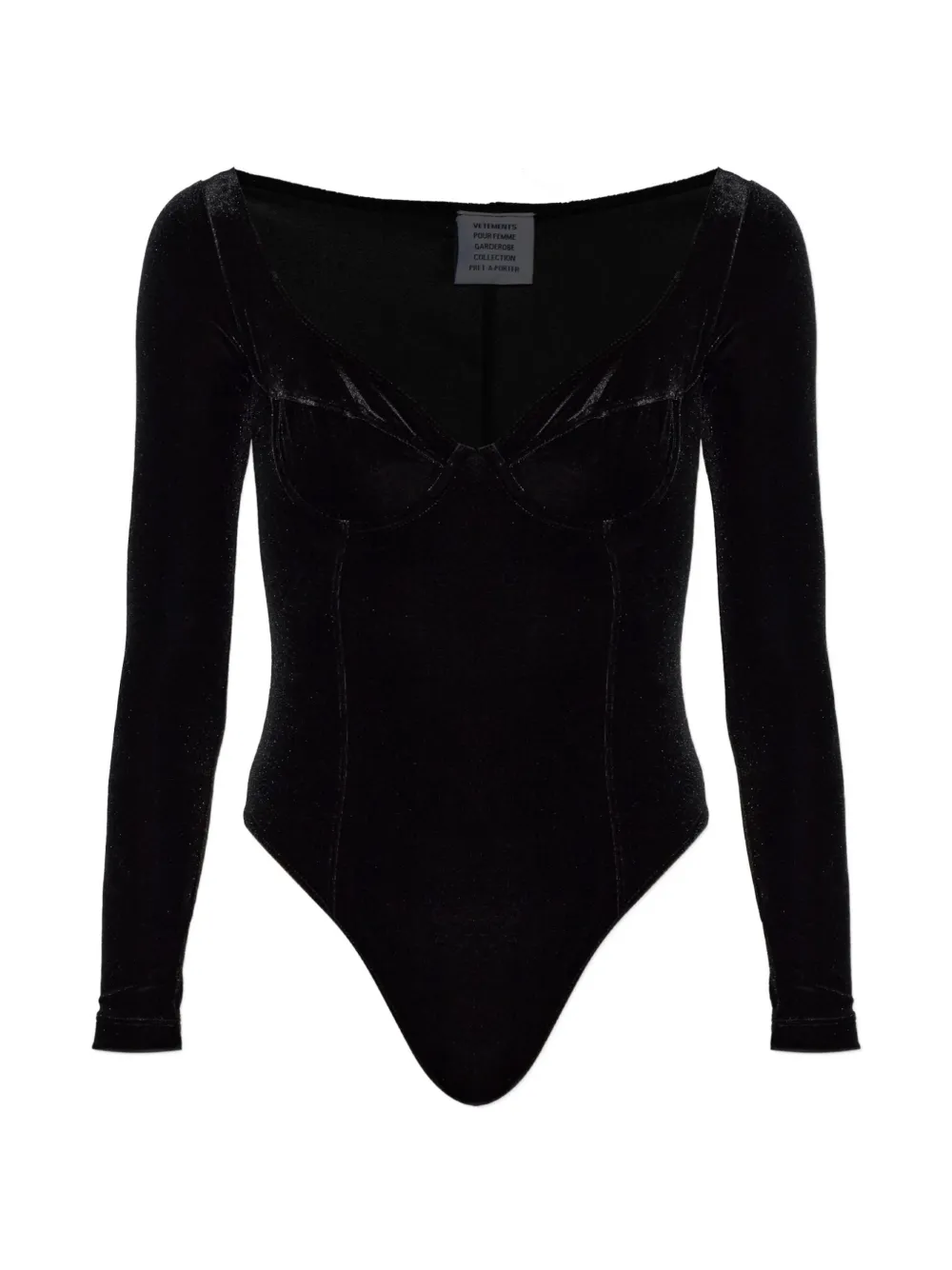 VETEMENTS velvet long-sleeve bodysuit - Black