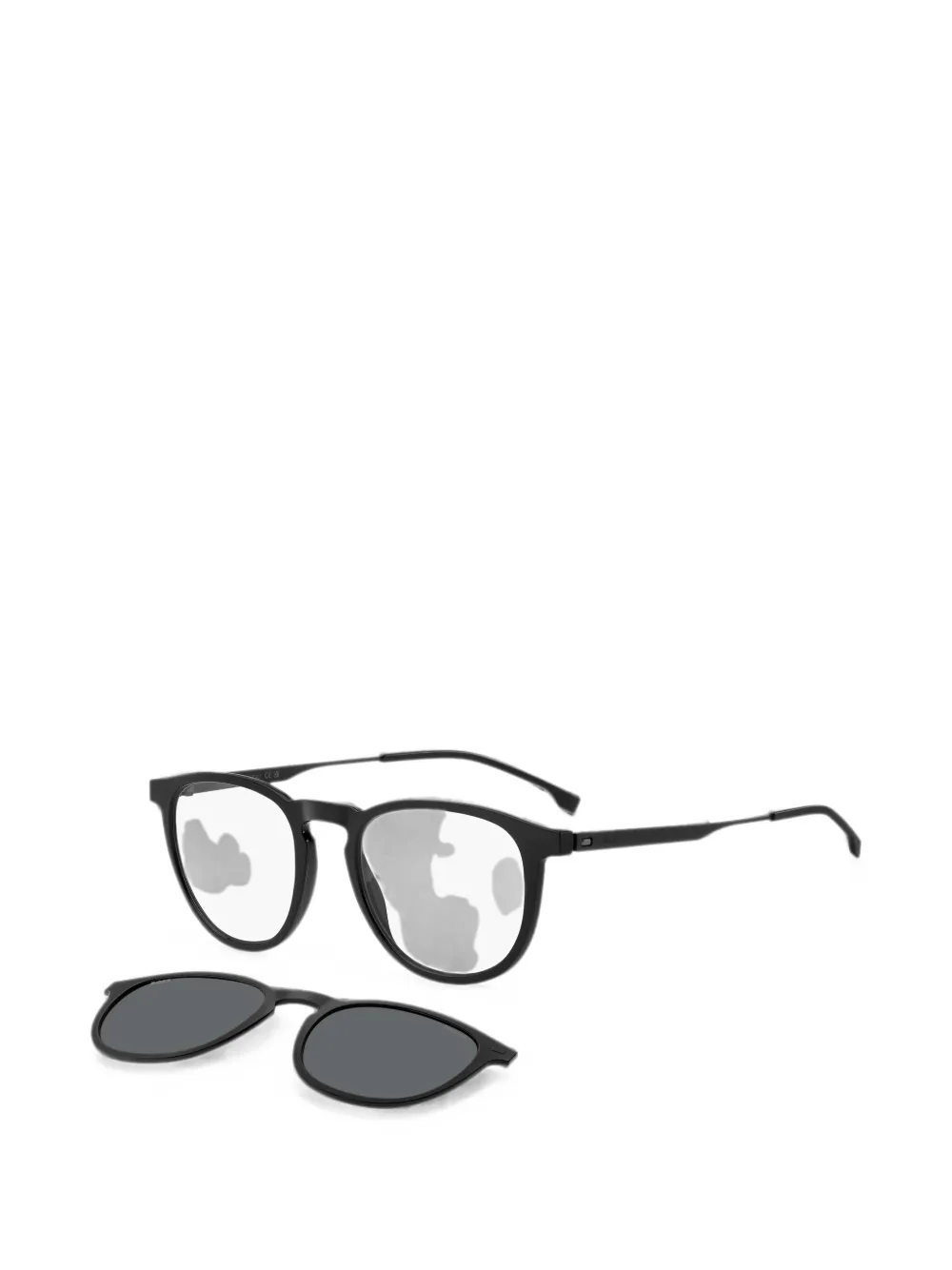BOSS Zonnebril met rond montuur en matte afwerking Zwart