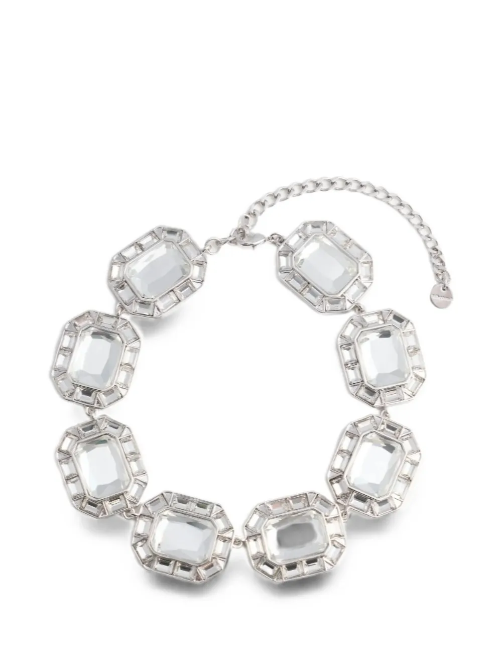 Self-Portrait crystal-embellished curb-chain necklace - Argento