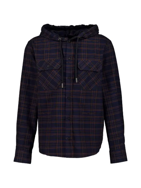 Off-White check hooded shirt