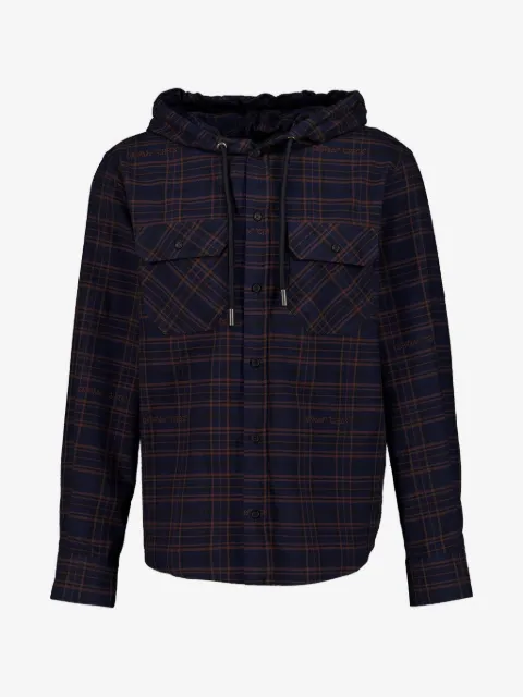Off-White check hooded shirt