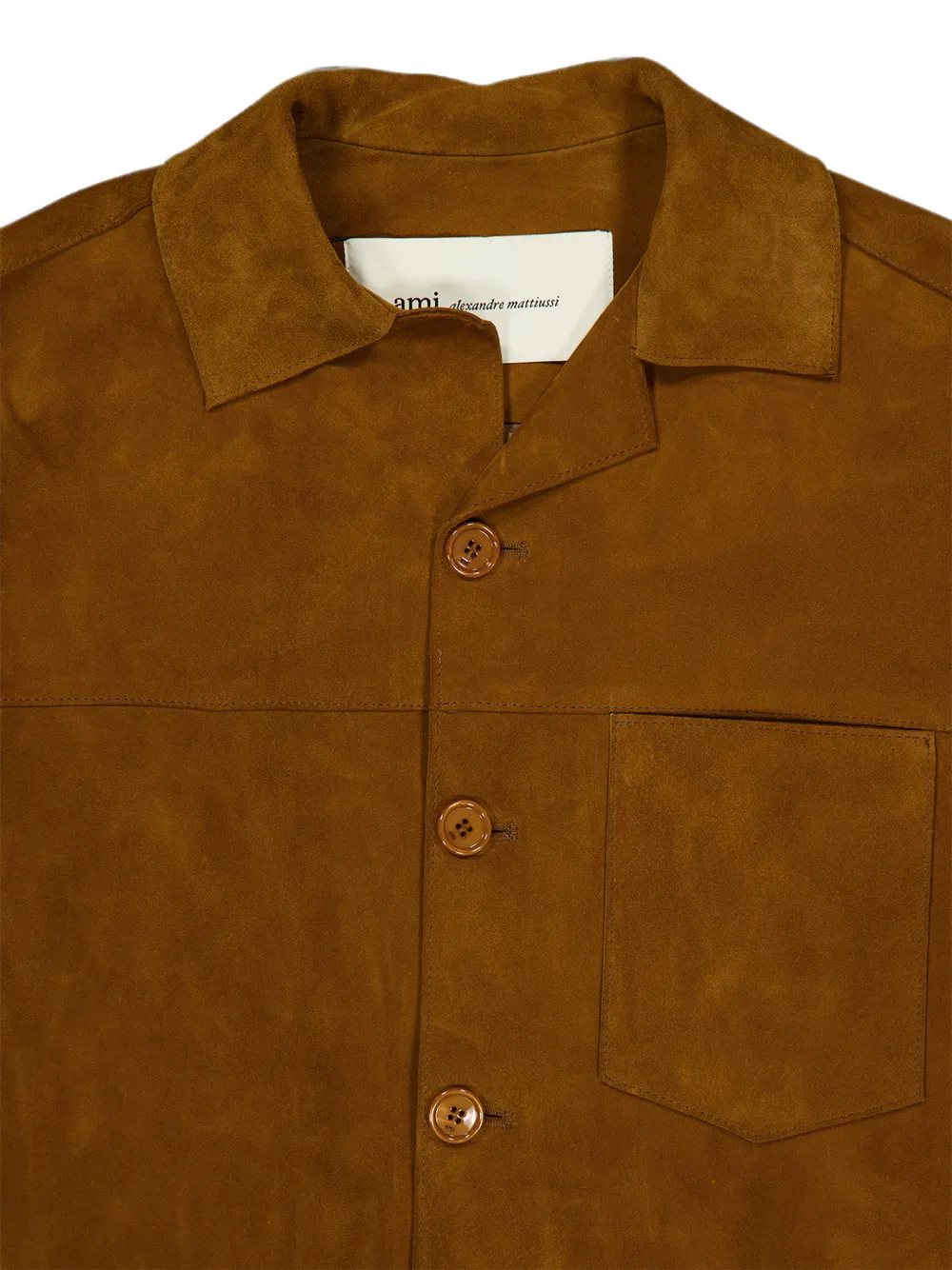 AMI Paris suede buttoned jacket Bruin