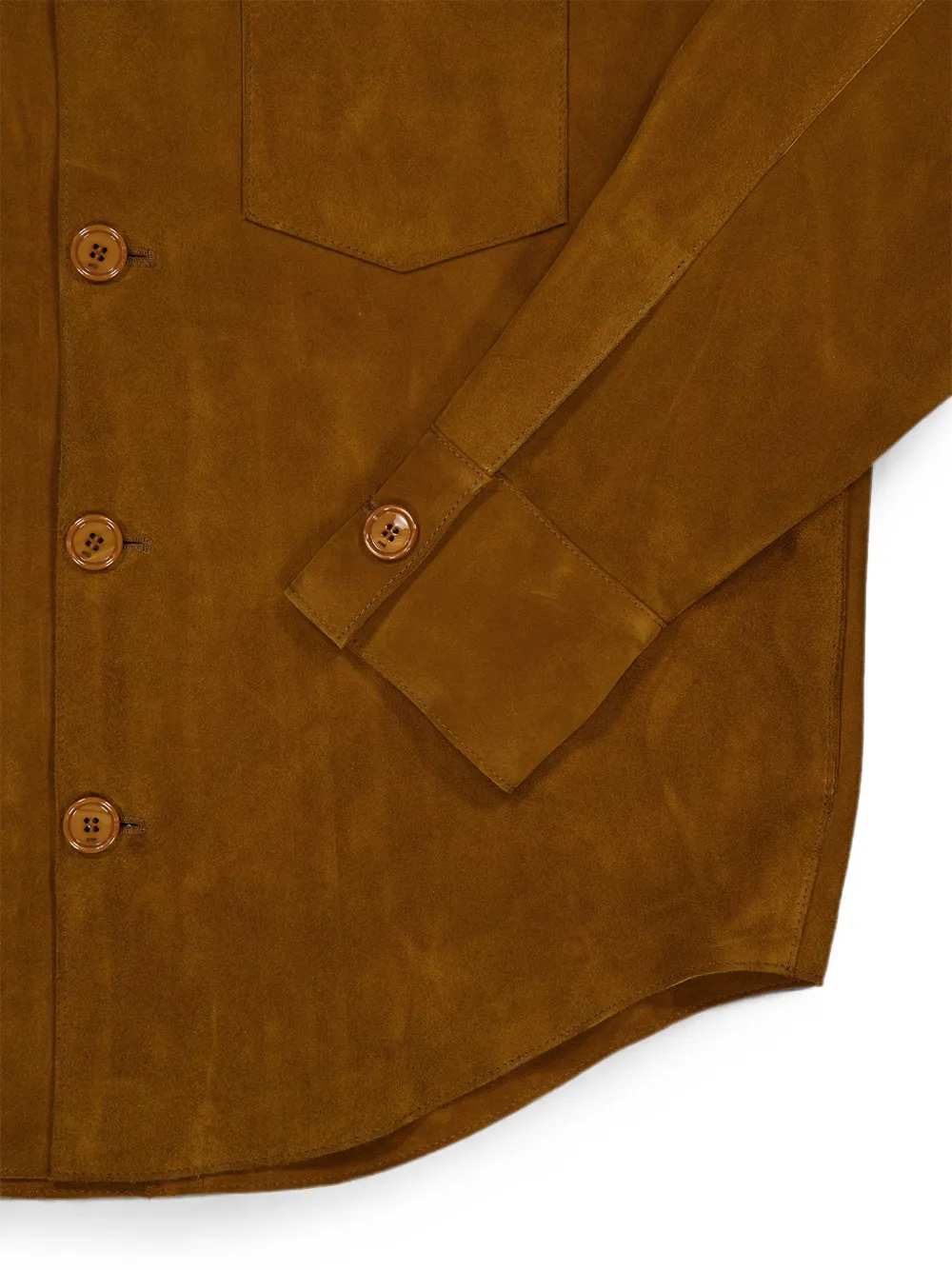 AMI Paris suede buttoned jacket Bruin