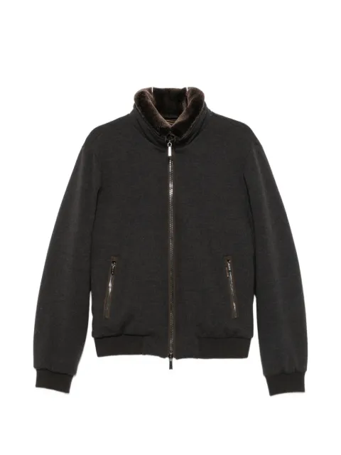 Moorer shearling-collar zip-up jacket