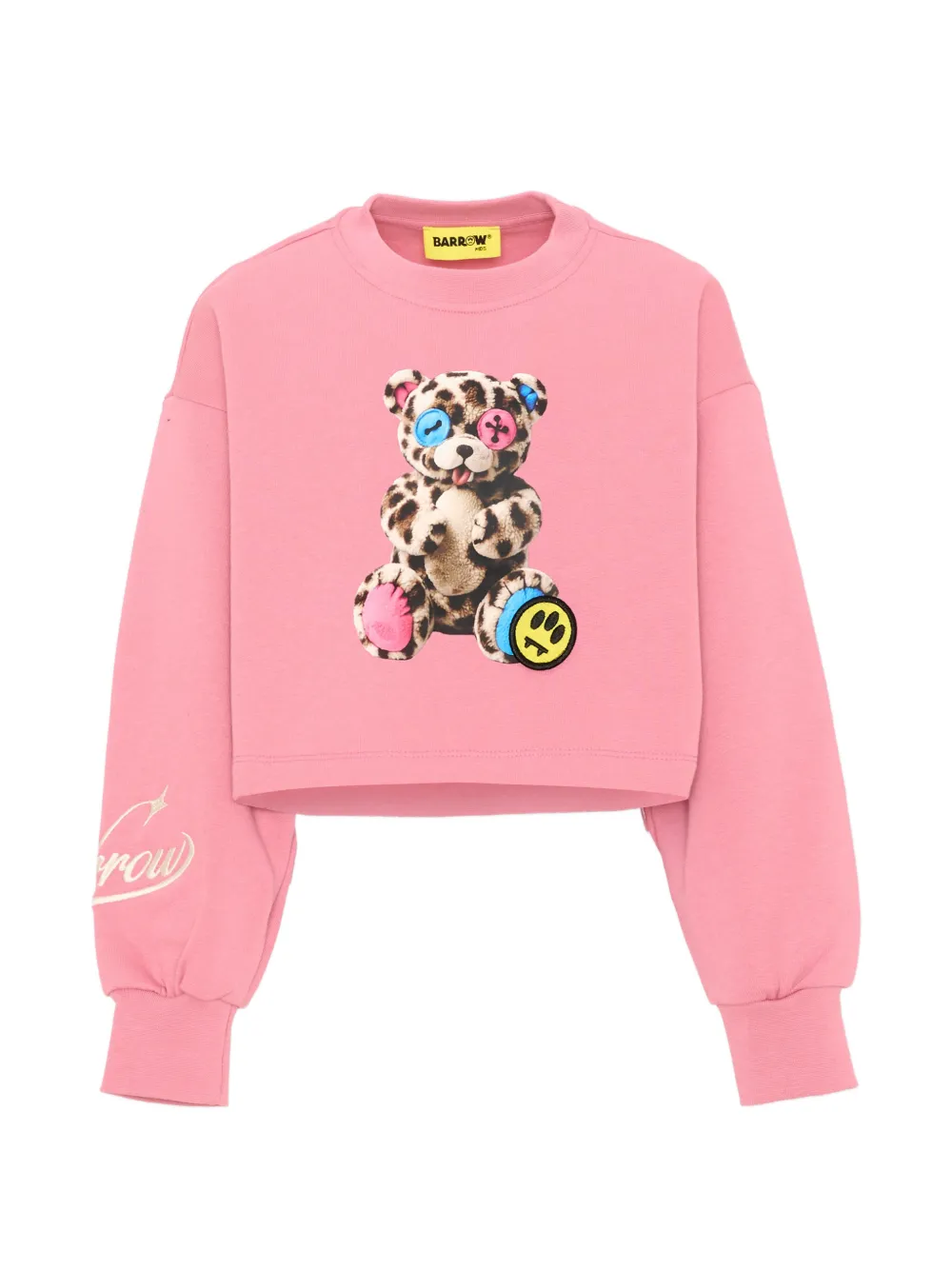 Barrow kids teddy bear-print cropped sweatshirt - Rosa